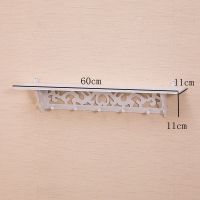 墙面置物架隔板花架墙上装饰架创意壁挂装饰架免打孔新型木塑板|木珠60CM长11CM宽隔板 无需打钉打孔配置（粘钩+粘胶）