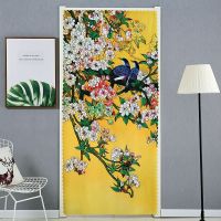 免打孔布艺门帘隔断帘防蚊窗帘四季通用卧室厨房卫生间挂帘魔术贴|喜鹊登梅 宽85*高150cm（魔术贴安装）