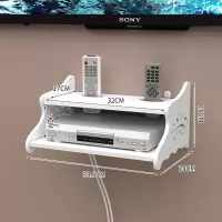 机顶盒架免打孔置物架客厅电视墙上装饰卧室壁挂路由器收纳盒隔板|[加厚加宽双层]机顶盒架 [无痕钉+粘钩]安装