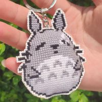 简单小幅十字绣小件钥匙扣新款情侣卡通儿童印花新手学生十字绣|瞌睡龙猫[线绣] 线绣钥匙扣