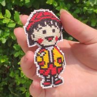 简单小幅十字绣小件钥匙扣新款情侣卡通儿童印花新手学生十字绣|樱桃小丸子[线绣] 线绣钥匙扣