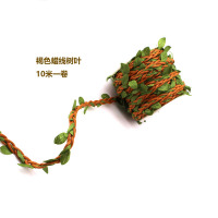 树叶蜡线装饰麻绳手工diy材料仿真藤条绳子缠管子装修饰吊顶10米|褐色树叶一卷10米