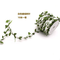 树叶蜡线装饰麻绳手工diy材料仿真藤条绳子缠管子装修饰吊顶10米|白色树叶一卷10米