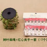 树叶蜡线装饰麻绳手工diy材料仿真藤条绳子缠管子装修饰吊顶10米|树叶麻绳一卷+红心12个套装夹子