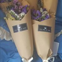 云南风干干花花束勿忘我真花装饰摆件客厅大束插花满天星|含包装纸加丝带 20支4色混搭+草