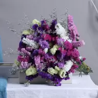 云南干花花束勿忘我大束情人草水晶草满天星家居摆设装饰鲜花|32支六色混搭+草 不含花瓶