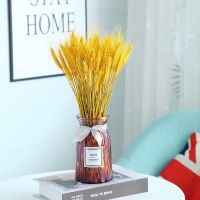 麦穗干花花束开业大卖客厅田园装饰摆件插花拍摄道具|金色麦穗+[酒红色折纸花瓶]