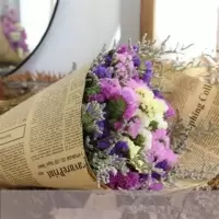 云南勿忘我干花花束买一斤送一斤满天星干花客厅摆件花束真花|紫玫粉黄+情人草 20支含白色花篮