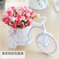 仿真花车 + 仿真花束仿真花车套装饰仿真花车套装 家居饰品摆件塑|春款QQ玫粉色+花车