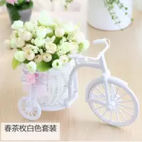 仿真花车 + 仿真花束仿真花车套装饰仿真花车套装 家居饰品摆件塑|春款QQ玫白色+花车