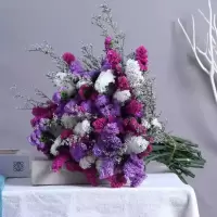 云南满天星勿忘我干花束大束 客厅装饰品摆件真花花卉鲜花插花|浅紫粉红 18-21支+草