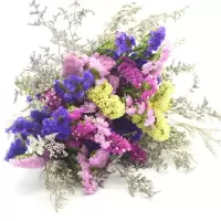 买1送1勿忘我满天星干花花束家居装饰花鲜花插花客厅花束|紫+粉+黄+红+草 大束60厘米2斤
