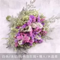 买1送1勿忘我满天星干花花束家居装饰花鲜花插花客厅花束|白浅紫粉+黄水晶+情人草 40厘米【20枝】
