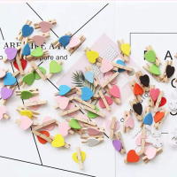 照片墙装饰麻绳夹子 相片夹照片绳创意个性卡通diy麻绳照片墙装饰|彩心20个送10米绳10钉(没木盒)