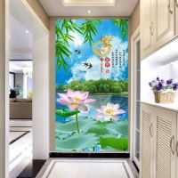 自粘整张墙纸玄关装饰画现代简约贴画卧室走廊客厅楼梯壁画玻璃贴|A08款 大号:宽80cmX高160cm