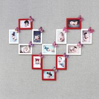 客厅照片墙心形房间布置免打孔挂墙7寸相框卧室装饰相片洗|7白+5红[赠墙贴] 7寸12个[无照片]