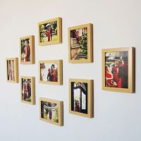 客厅照片墙装饰墙壁相框相片墙贴挂墙组合创意沙发背景墙上免打孔|全原木色 9个5寸挂墙相框+9张照片打印