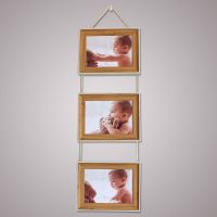 6寸7寸8寸照片相框挂墙免打孔麻绳挂式相片框欧式三联照片墙组合|骆驼黄(横框) 6寸三连(不洗照片)