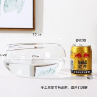水仙花盆圆形透明水培玻璃花瓶铜钱草碗莲花盆鱼缸玻璃金鱼缸|1个中号加厚(肚径20厘米)送彩石
