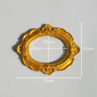 欧式复古金色树脂迷你小相框饰品定位框美甲耳钉项链珠宝展示拍照|金色 方形浮雕展示框-J22