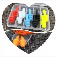 1对/5对硅胶圣诞树型无线防噪音耳塞套装游泳装用品成人防水耳塞|5#5对盒装+1对带绳款
