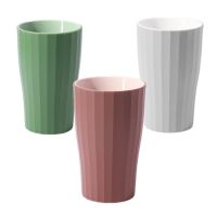 简约双色漱口杯家用刷牙杯子男女学生情侣刷牙漱口女水杯耐摔创意|磨砂直纹枣红+青绿+浅灰[三口家]