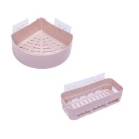 掉落免打孔无痕厨房卫生间浴室洗漱洗手间厕所收纳置物架|北欧米色 [家居良品]1个长方形送1个肥皂盒