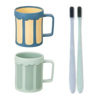 简约家用洗漱杯学生旋转木马双色旅行便携杯漱口杯子加厚刷牙杯女|[墨绿色+草绿色]2支牙刷