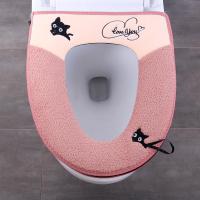 马桶垫家用防水坐垫拉链式粘扣式马桶坐垫通用坐便器垫秋冬坐便套|1个小猫刺绣咖色[拉链款]