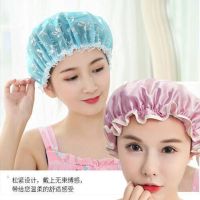 双层浴帽防水洗澡成人干发帽厨房帽子女做饭防油儿童淋浴|[1个烫银]+[1个纯色]