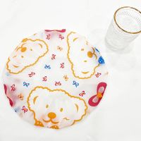 加厚浴帽防水沐浴帽淋浴单层头套帽厨房防油烟帽子女士款洗澡发套|三只小熊1个装