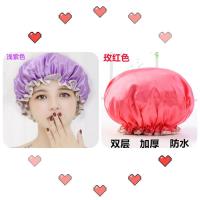 双层加厚防水成人女款浴帽厨房帽子防尘防油烟头套洗头洗澡浴帽|2个装浅紫色+玫红