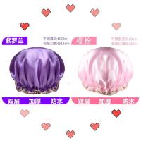 双层加厚防水成人女款浴帽厨房帽子防尘防油烟头套洗头洗澡浴帽|2个装紫罗兰+樱粉