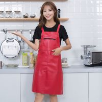 皮围裙防水防油厨房女做饭烧菜工作服罩衣男pu皮韩版背带围腰