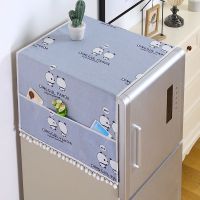 冰箱盖布防水冰箱罩单开门双开门微波炉洗衣机罩盖巾防尘罩帘|防水款小可爱灰 微波炉(盖巾35*100左右)