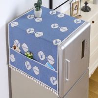 冰箱盖布防水冰箱罩单开门双开门微波炉洗衣机罩盖巾防尘罩帘|防水款北欧鹿蓝 小双门（冰箱巾60*160左右）