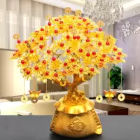 手工串珠发树材料包制作摆件招龙工艺品diy编织成人摇钱树|丰衣足食10孔10支-金黄