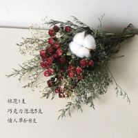 干花松果 棉花尤加利叶干花北欧风ins小清新家居装饰摆件花束松果|巧克力泡泡+棉花+情人草花束 干花包