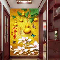 中式自粘画楼梯走廊过道装饰画玻璃贴画房门衣柜贴画防水竖款壁画|S009款 超大号:宽120cmX高240cm