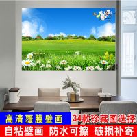 风景画海报客厅装饰画墙画山水高清纸画聚宝盆年画墙贴|8春色满园 高50x长75cm