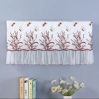 空调罩开机不取格力美的空调罩防尘罩全包布艺蕾丝空调套挂机通用|蝴蝶花+红 1.5p[82-88]cm+开机不取