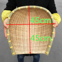 竹编撮箕簸箕筲箕篾箕农家手工竹制品摘菜晾晒沥水撮粮食大号篮子|45*45cm