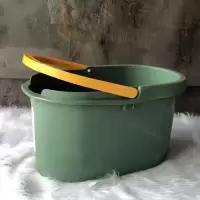 加厚塑料拖把桶挤水桶胶棉拖把清洗桶宽口地拖桶手提长方形拖布桶|升级加高26cm加厚款-撞色绿