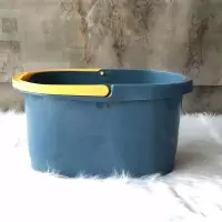 加厚塑料拖把桶挤水桶胶棉拖把清洗桶宽口地拖桶手提长方形拖布桶|升级加高26cm加厚款-撞色蓝