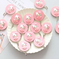 hellokitty卡通可爱少女创意木质粘胶挂钩墙壁门后免打孔挂钩|粉色kt猫 10个装