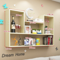 创意墙上置物架免打孔壁挂墙架壁柜墙壁墙面卧室隔板书架现代简约|凹形长90深15高60白枫木色