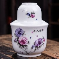 陶瓷温酒壶烫酒壶半斤酒壶家用二两黄酒白酒杯中式温酒器陶瓷酒具|半斤温酒器国色天香