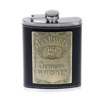 加厚俄罗斯酒壶不锈钢随身便携户外小酒瓶家用迷你红白酒壶扁水壶|约半斤黑杰克（赠漏斗+酒杯）