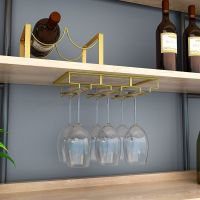 红酒杯架倒挂家用红酒架酒柜摆件高脚杯架欧式创意葡萄酒杯架悬挂|金色3槽长30CM*宽22.5CM