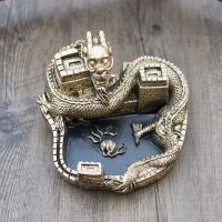 创意个性龙长城烟灰缸客厅中国风盘龙复古家用床头多功能烟缸|909龙长城-金